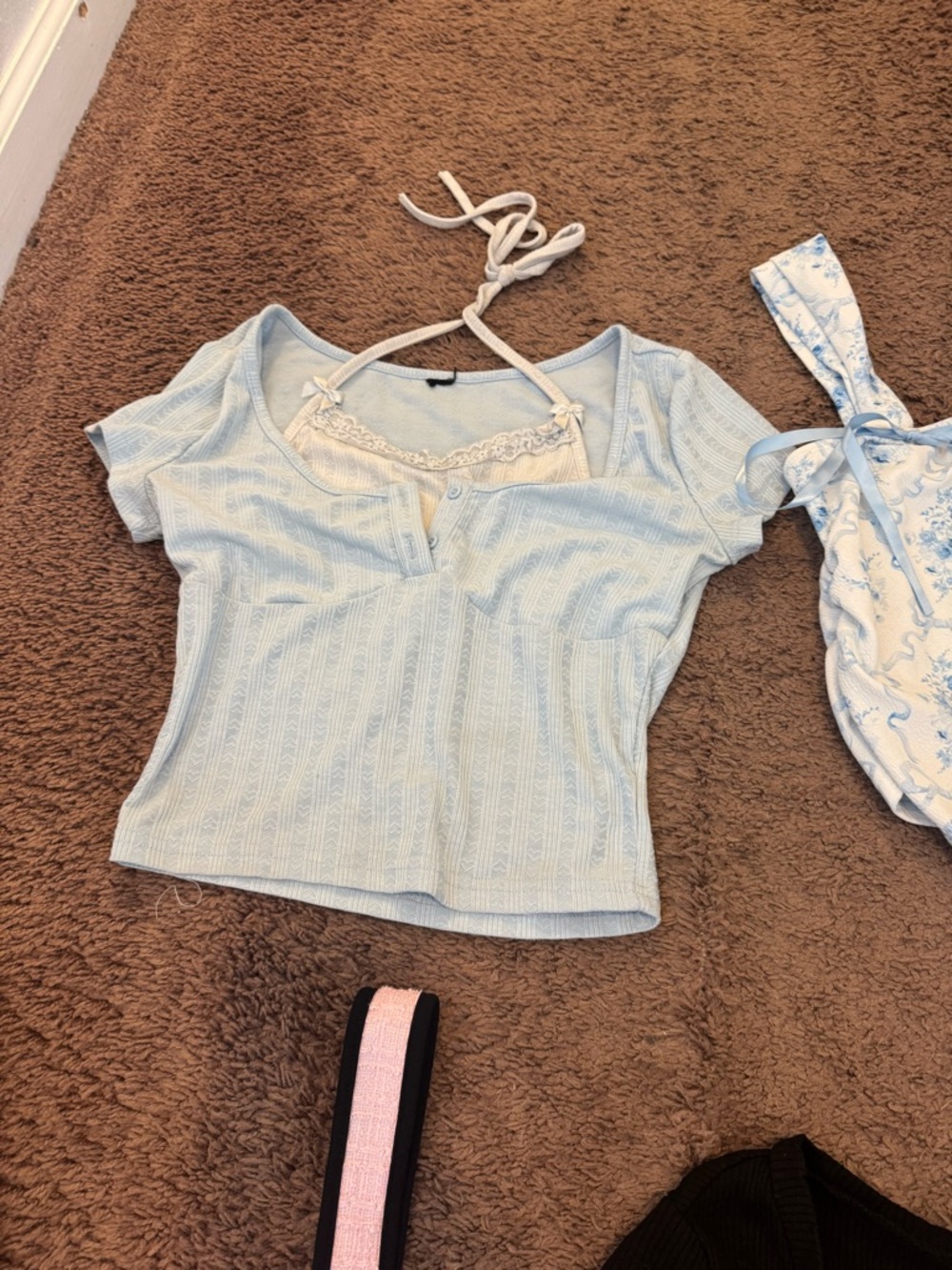 Lot Of 6 SHEIN Crop Tops Blouses Bow Summer Spring Size 2 4 S - Picture 7 of 10